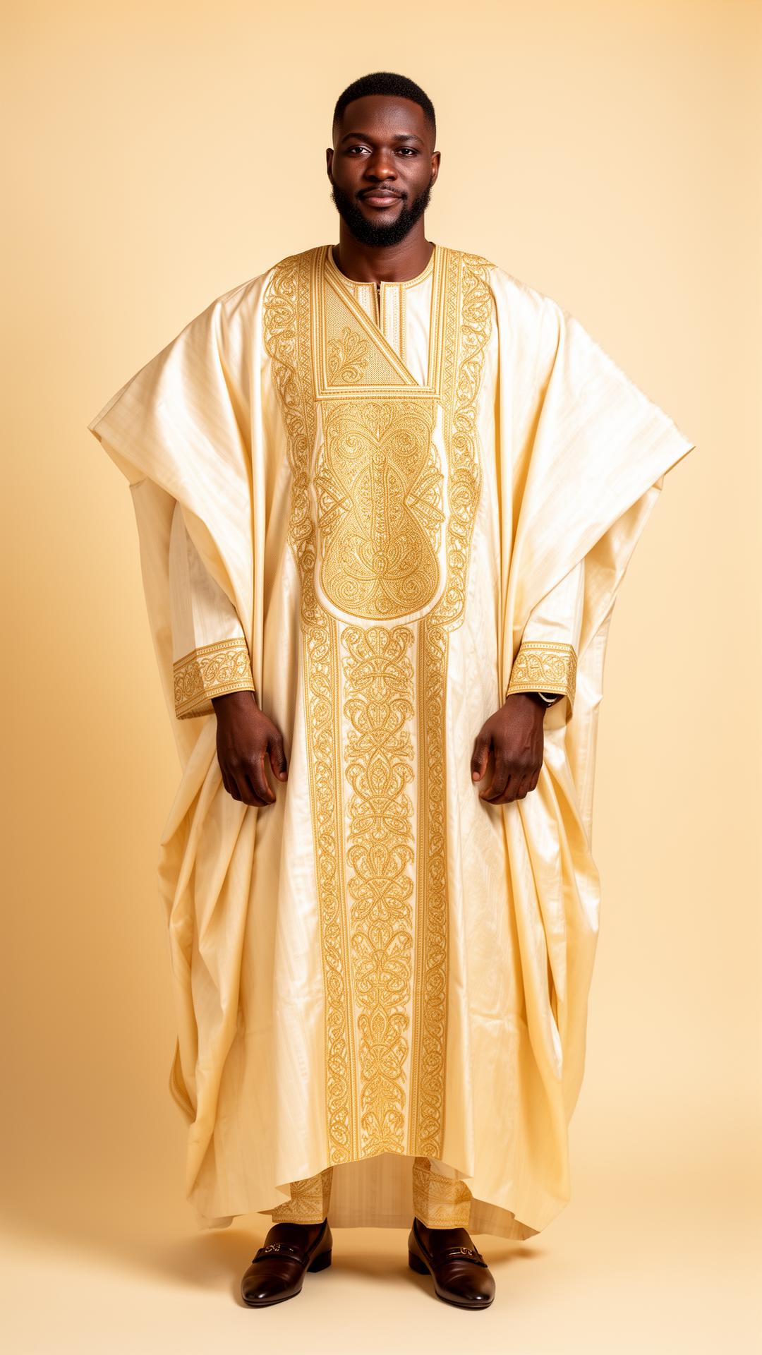 Gentleman in cream and gold Agbada